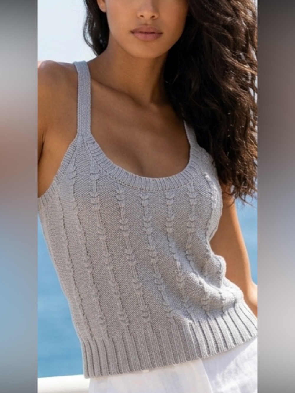 Anthropologie | Weekend Gray ribbed Tank Sweater | Textured Crop Top NWT M.